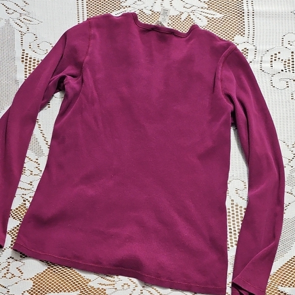 Josephine Chaus Eggplant 100% Cotton Henley - Picture 5 of 5